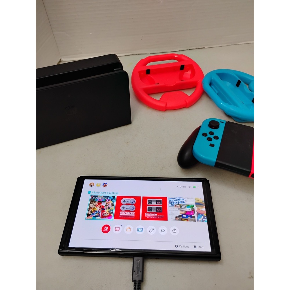 Nintendo Switch OLED Model HEG-001 Handheld Console 64GB Black/ Red/Blue Xtras